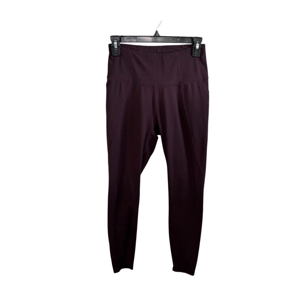 Apana Burgundy Gym Workout Leggings with Pockets Women's Size Small